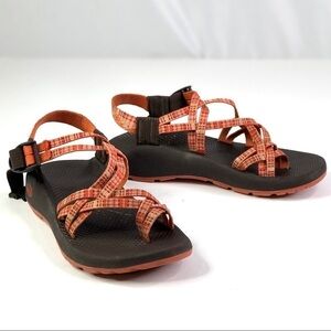 Chaco ZX/2 Yampa sandals orange plaid size 7